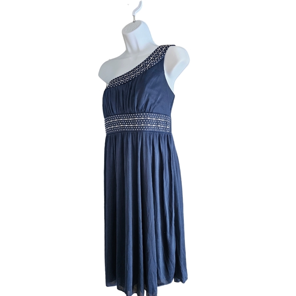 Studio Y blue one shoulder dress with rhinestones XL NWOT